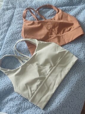 lululemon athletica Strappy Sports Bras in Rust and Light Green